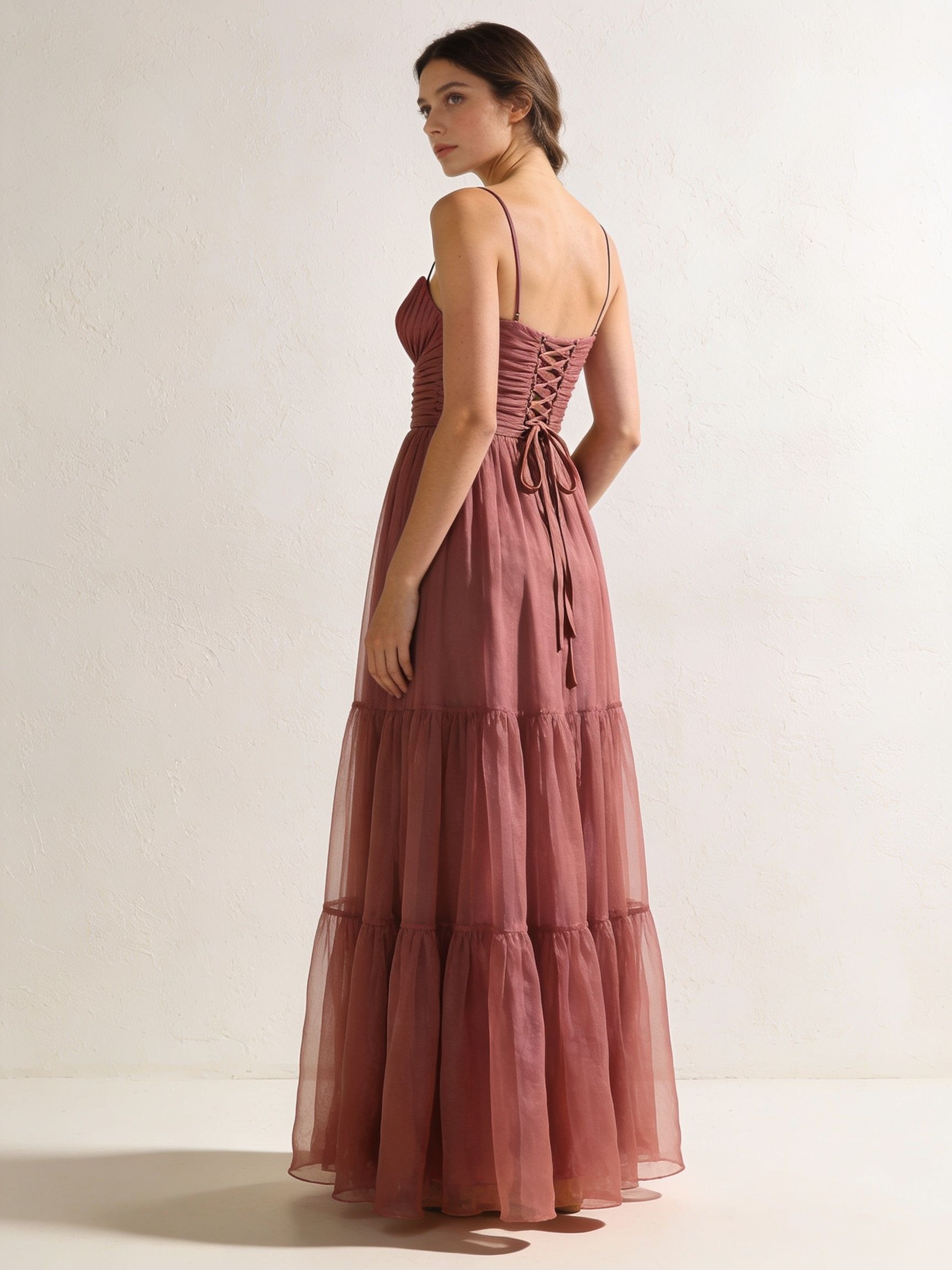 Vestido Camila · chiffon rosa seco