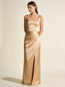 Vestido Renata · satén champagne