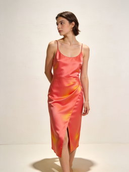 Vestido Verao · satén coral