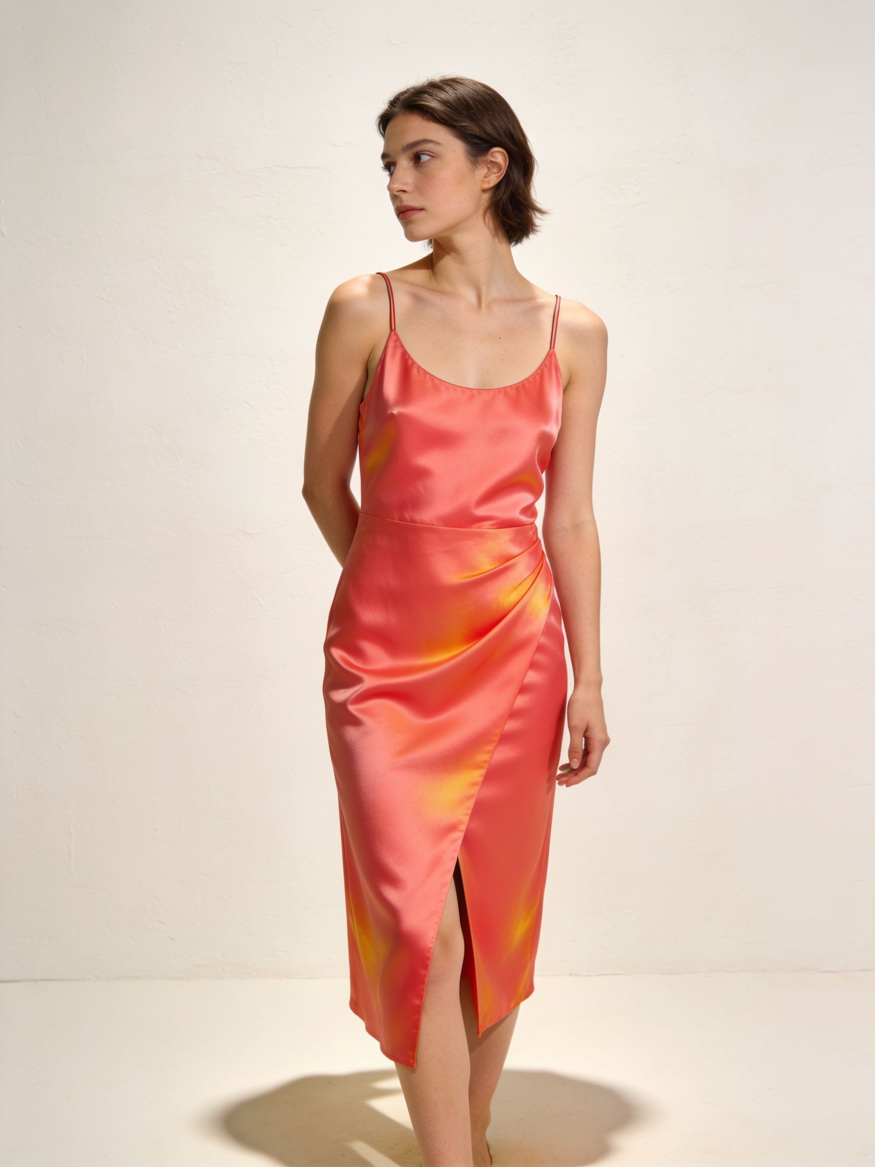 Vestido Verao · satén coral