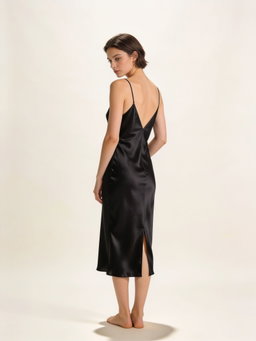 Vestido Bruna · seda negra midi