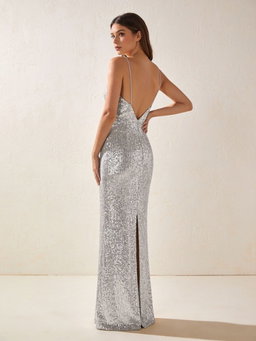 Vestido Zahara · lentejuela plata
