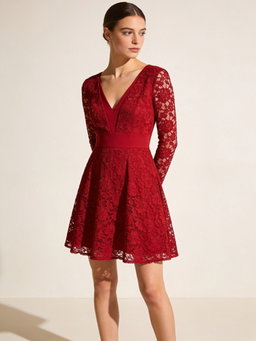 Vestido Nina · encaje rojo