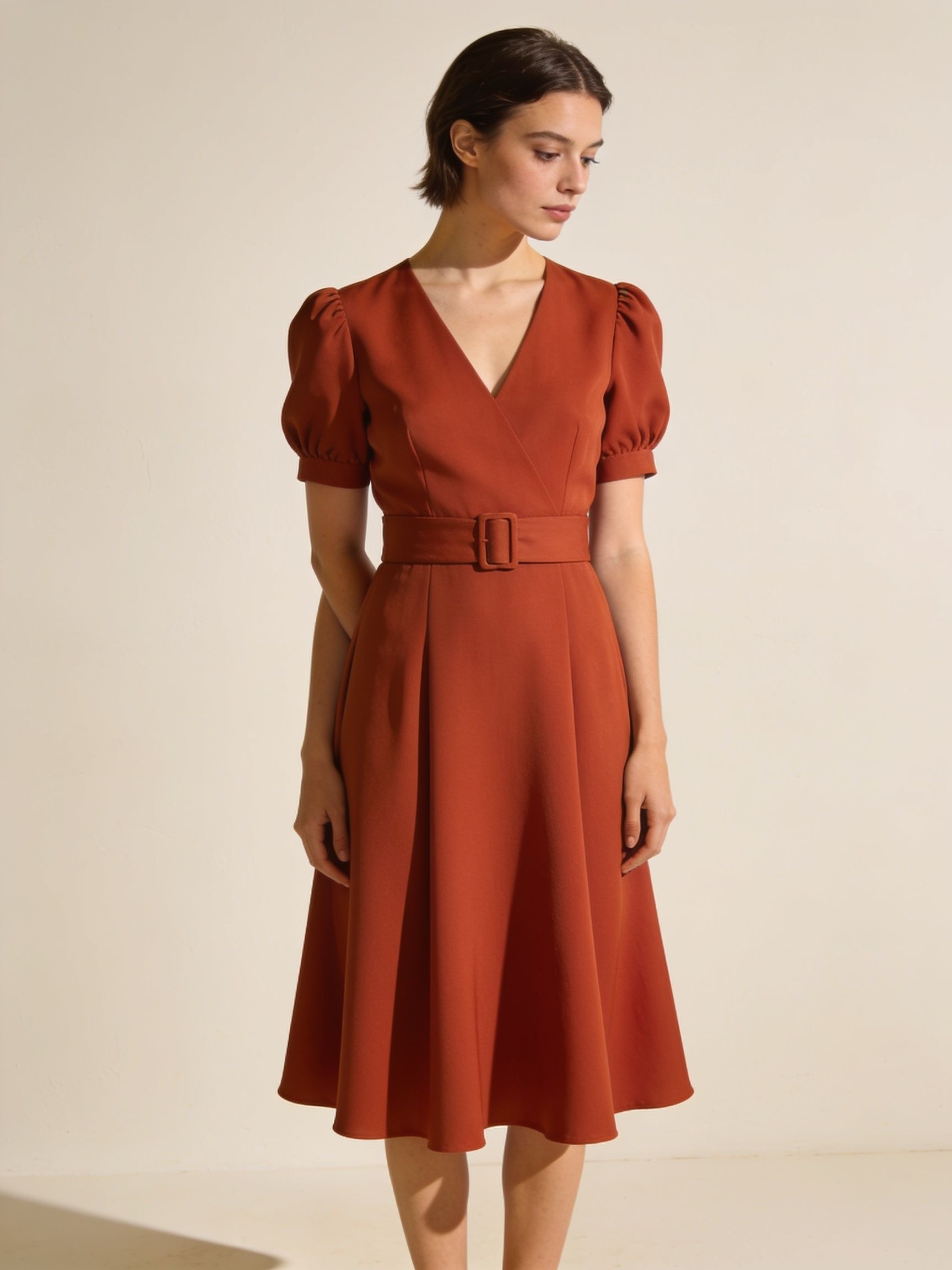 Vestido Prisma · crepé terracota