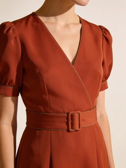 Vestido Prisma · crepé terracota