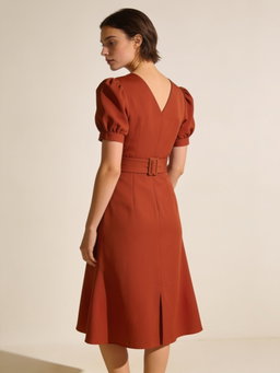 Vestido Prisma · crepé terracota