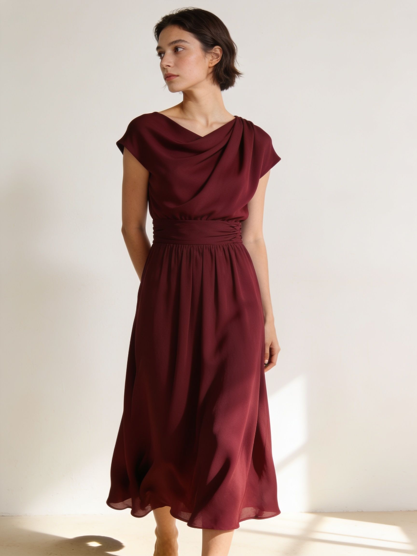 Vestido Espiga · crepé vino