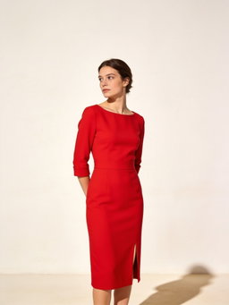 Vestido Amapola · crepé rojo midi