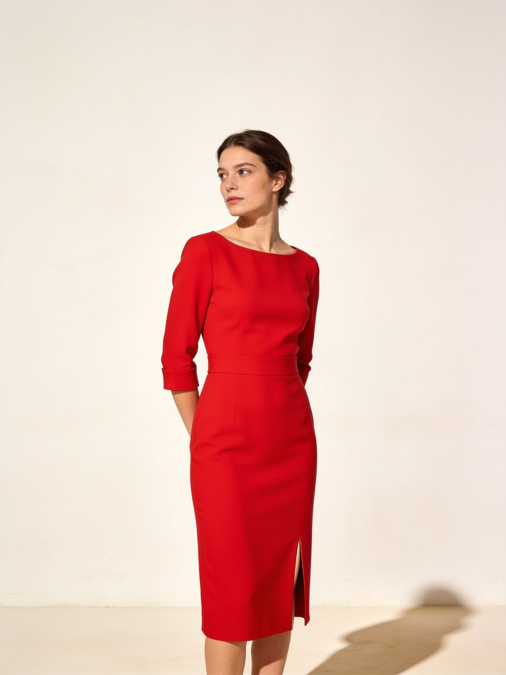 Vestido Amapola · crepé rojo midi