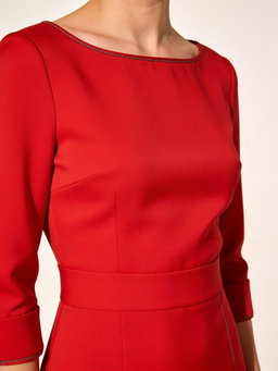 Vestido Amapola · crepé rojo midi