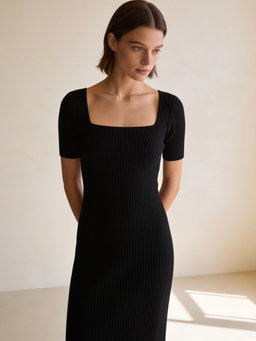 Vestido Dana · punto acanalado negro
