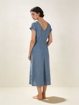 Vestido Mar · punto lino azul