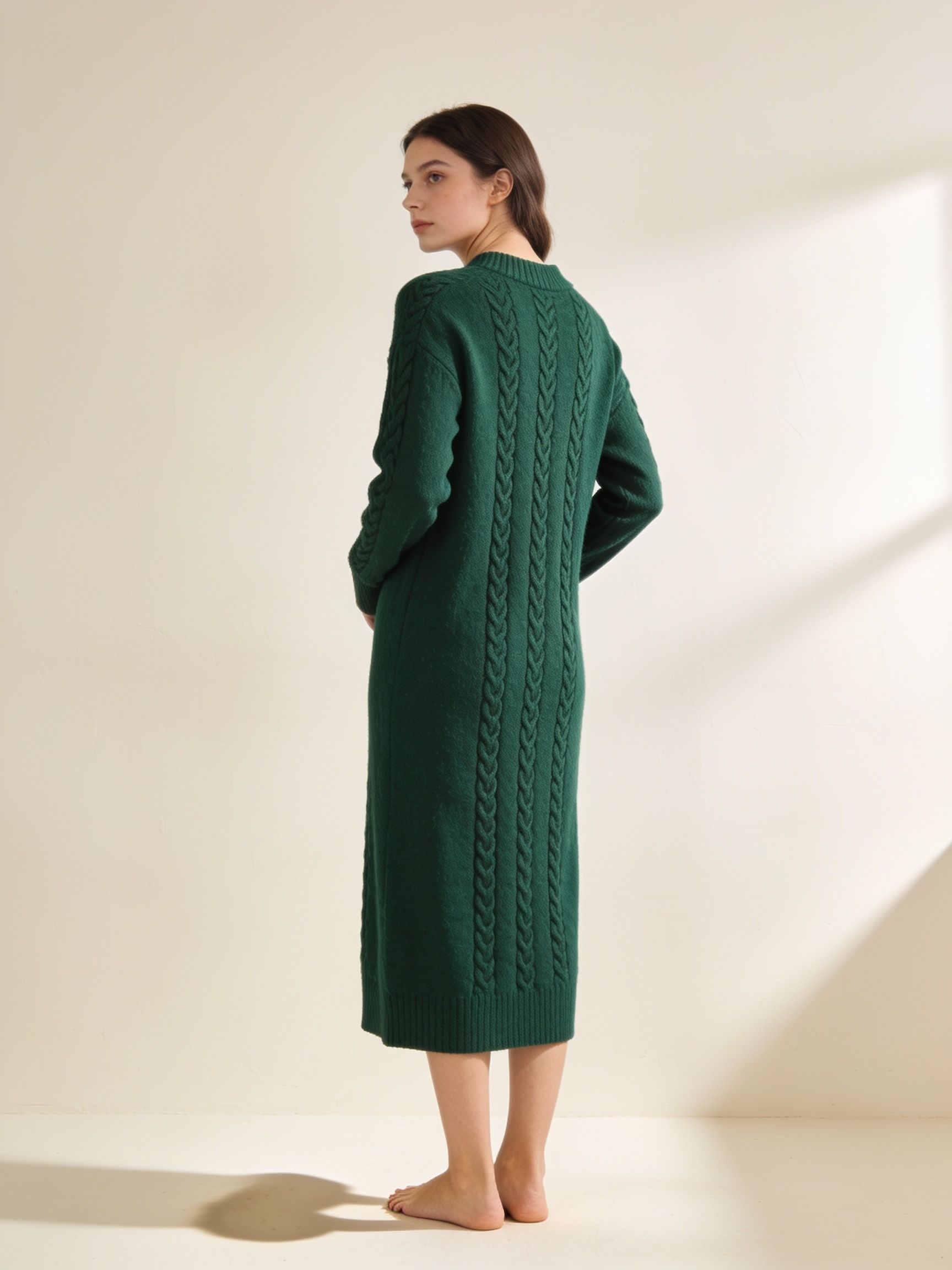 Vestido Savia · punto trenzado verde