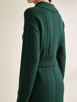 Vestido Savia · punto trenzado verde