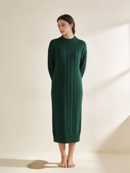 Vestido Savia · punto trenzado verde