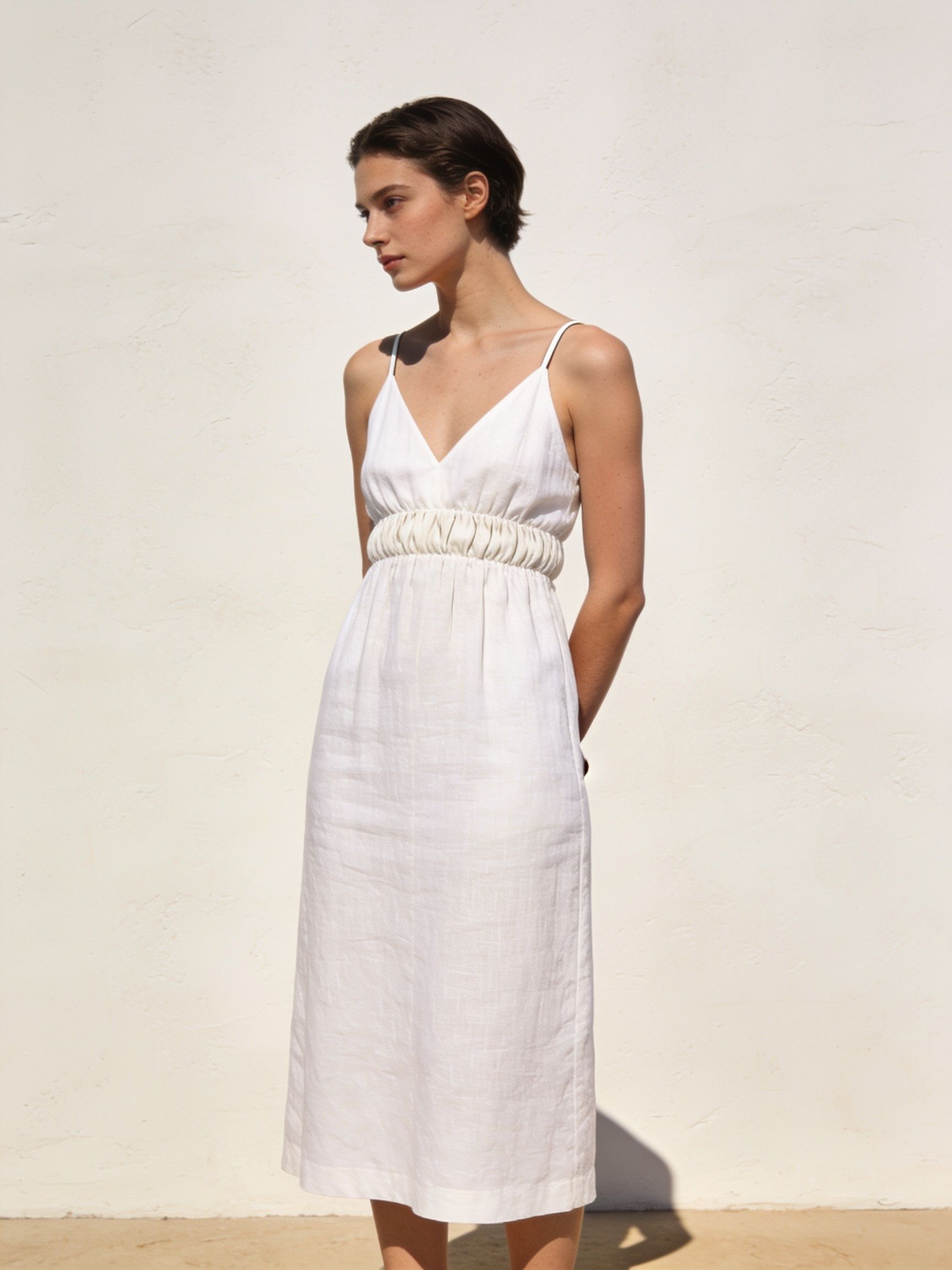 Vestido Isla · lino blanco
