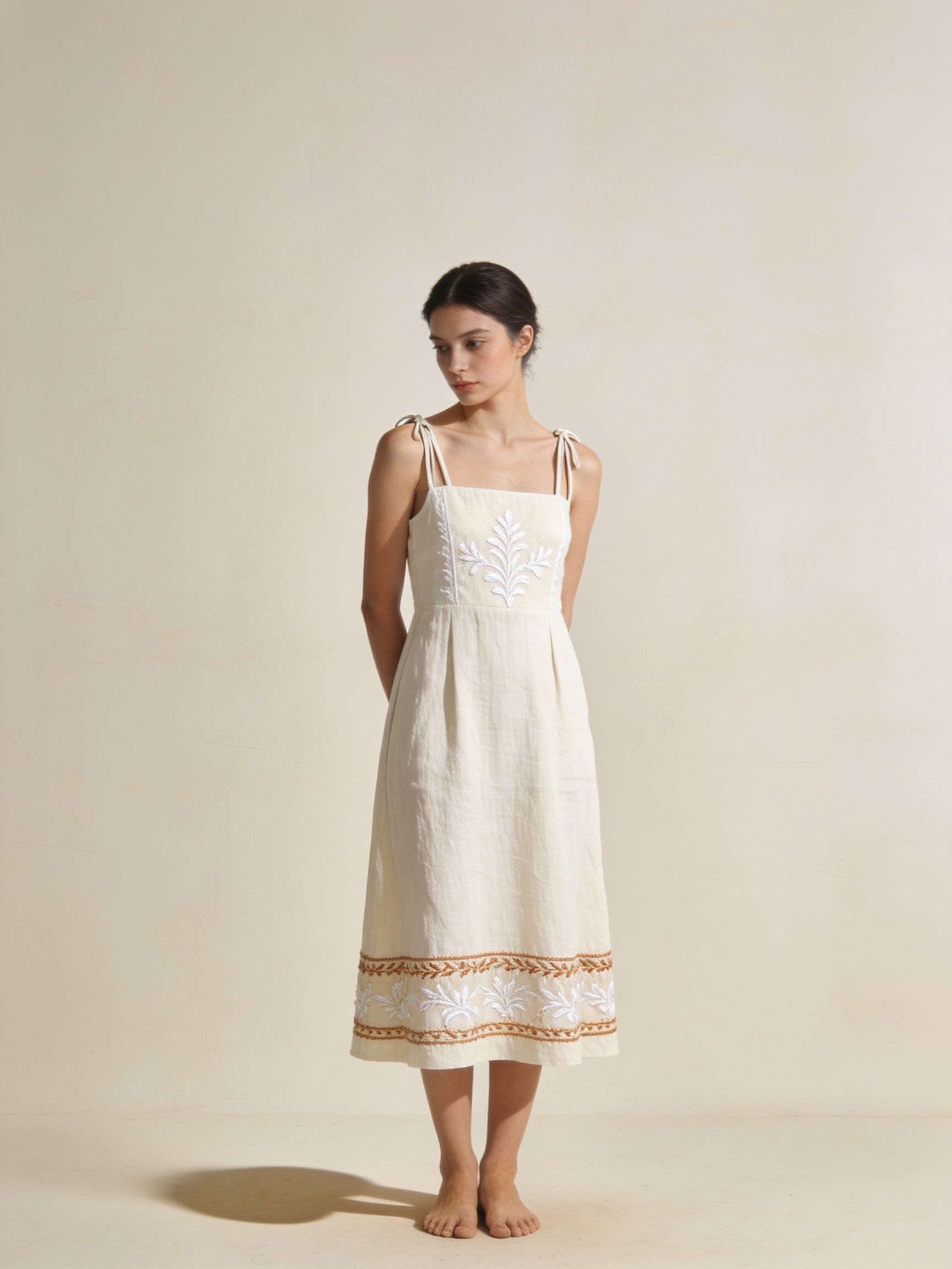 Vestido Palma · lino bordado
