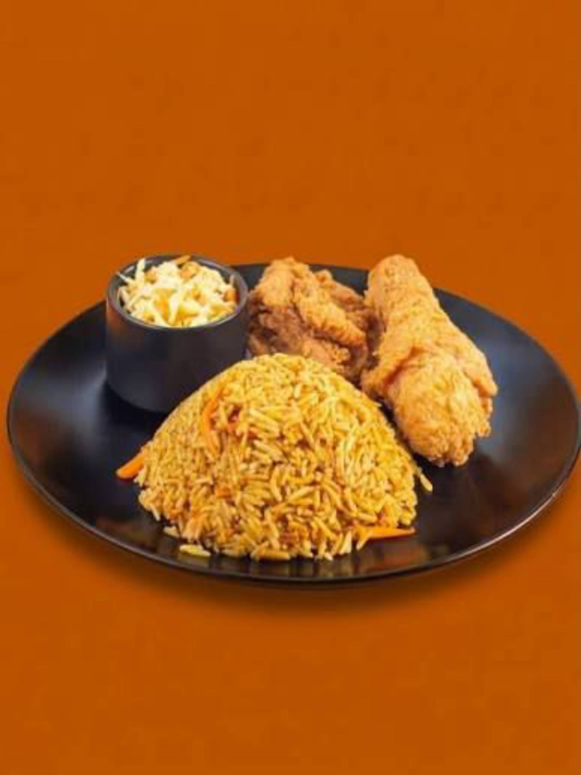Jollof Rice & Chicken Served with Salad_0