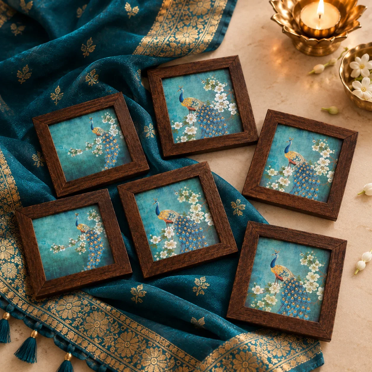 Peacock Coaster Set — Set of 6