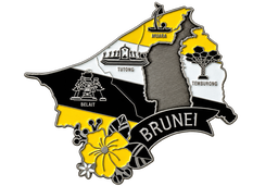 Antique Brunei Map Metal Magnet