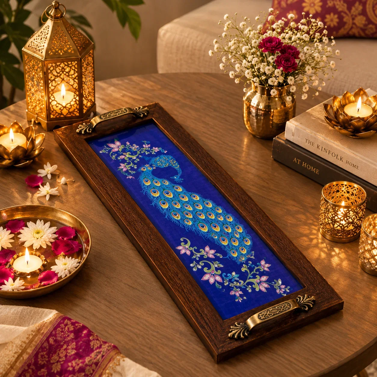 Blue Peacock Long Tray