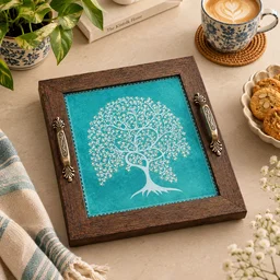 Teal Tree of Life Small Tray
