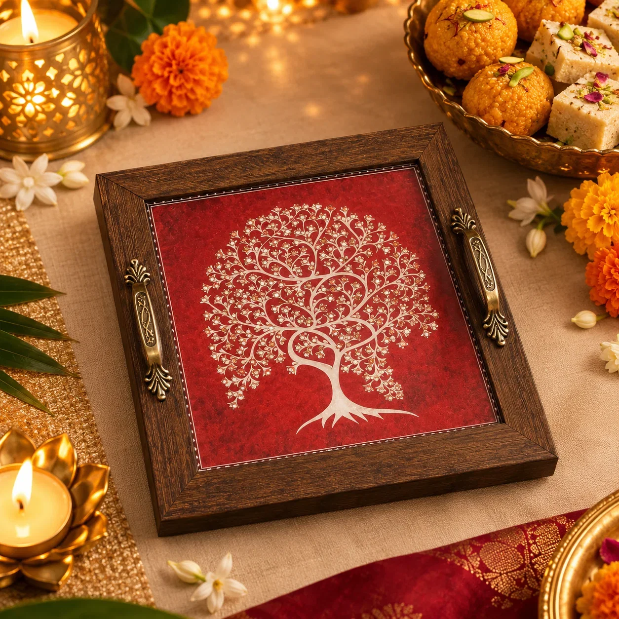 Red Tree of Life Small Tray