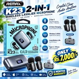 REMAX K23 2-in-1 MINI AI WIRELESS LAVALIER MICROPHONE 