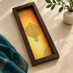 Mustard Gold Paisley Wooden Box Tray