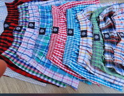 Checked long boxers