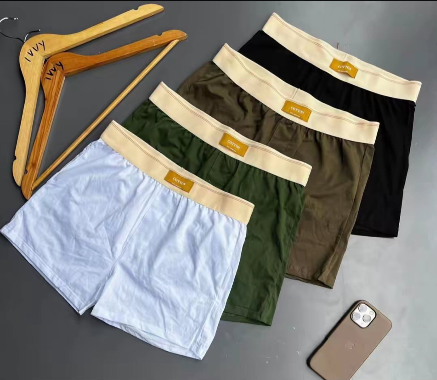 Mens long checked boxers 