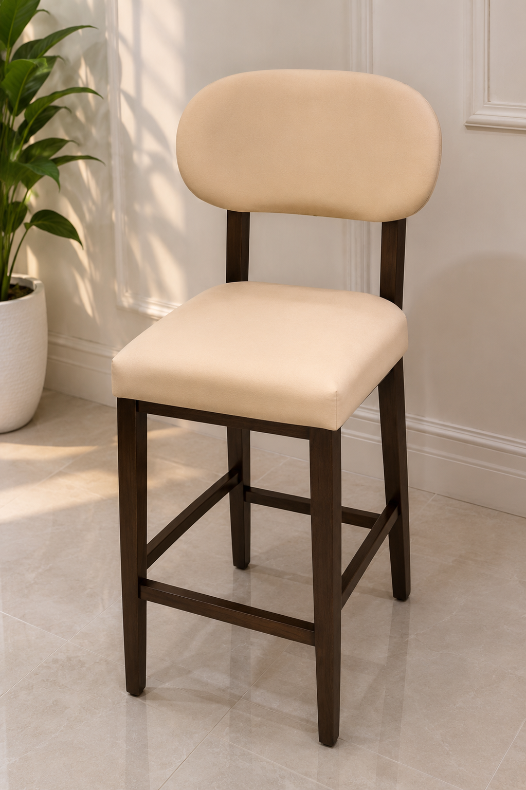 Wooden High Bar Stool with Cushion_0