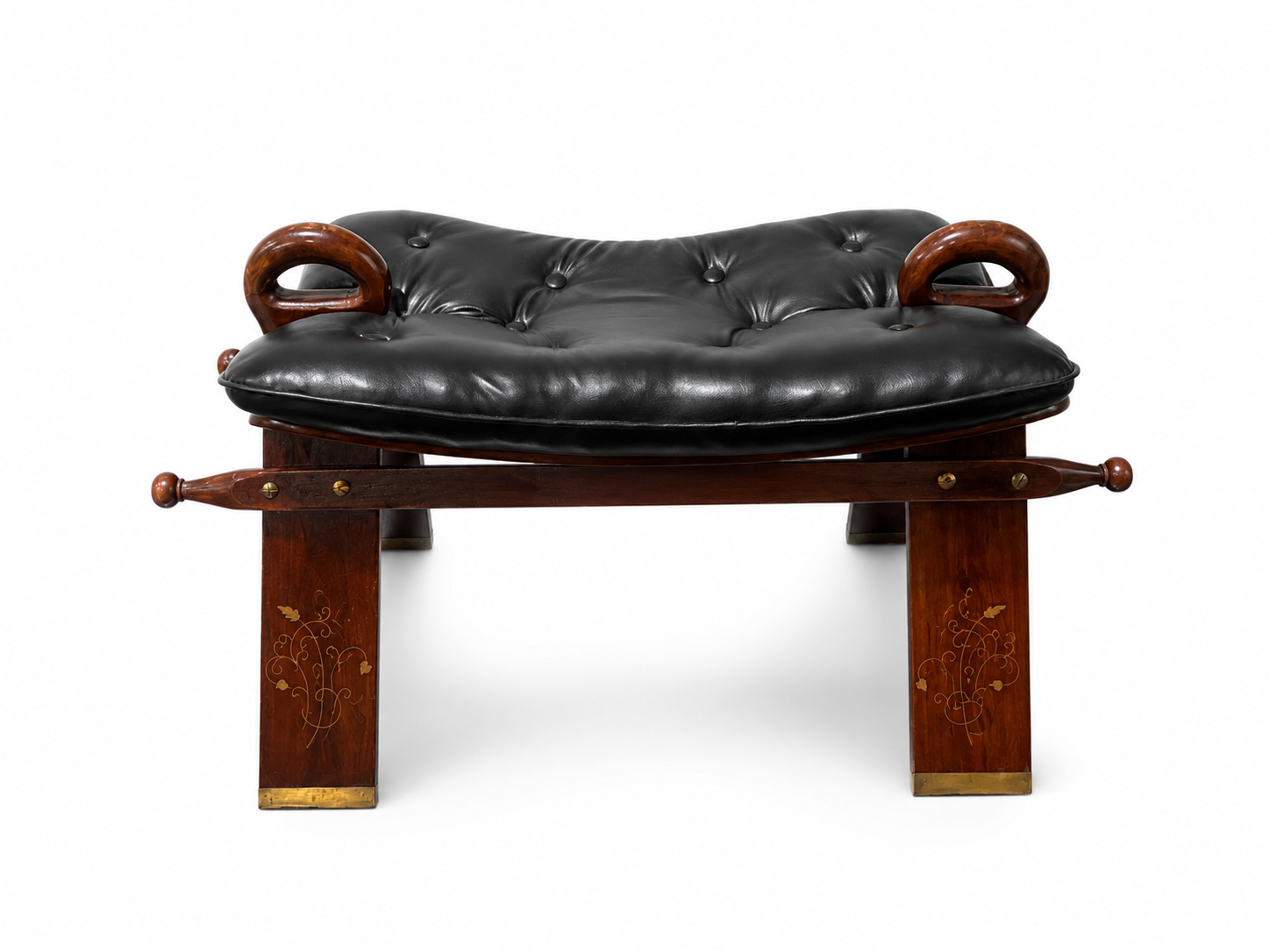 Vintage Camel Saddle Leather Stool_0