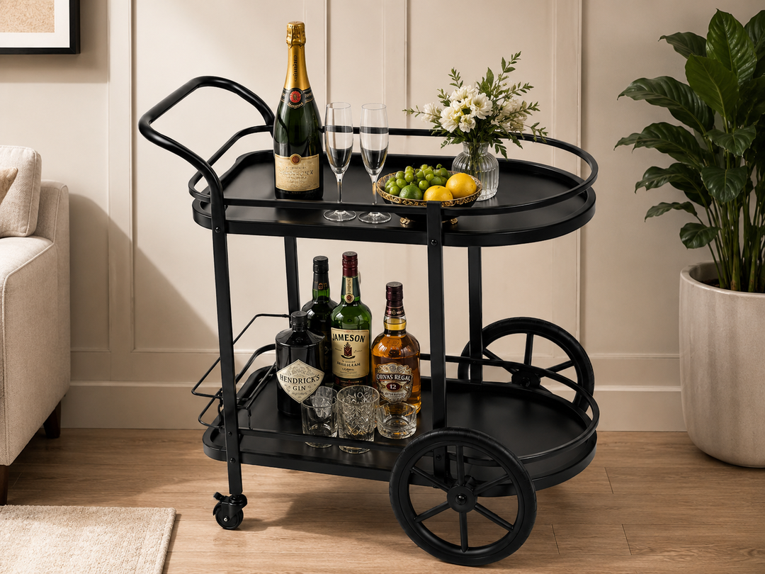 Modern 2-Tier Metal Serving Cart