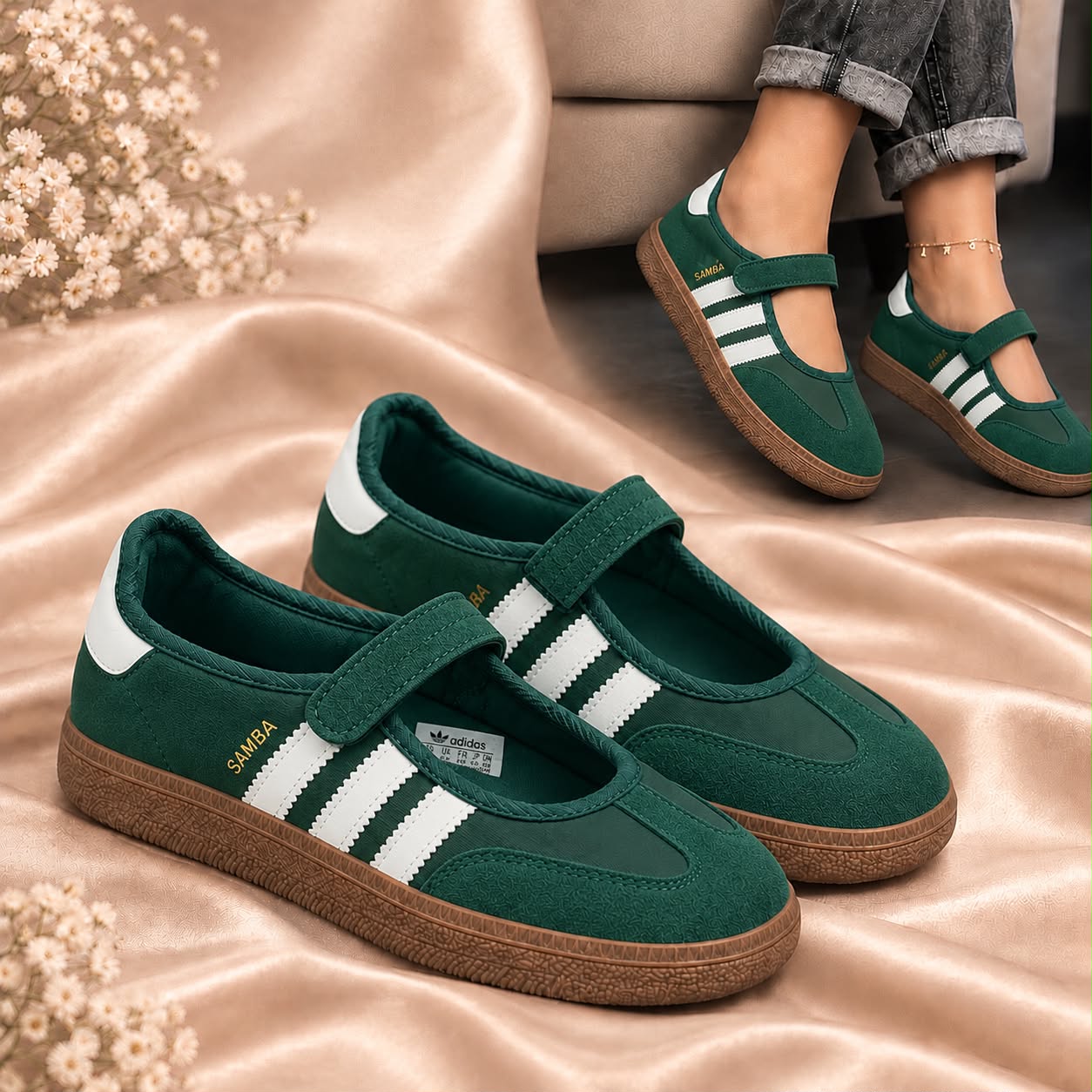 Classic indoor soccer heritage, feminine ballet-flat design