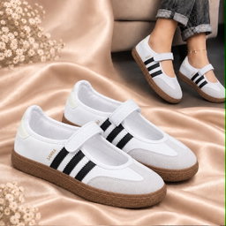 Classic indoor soccer heritage, feminine ballet-flat design