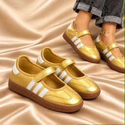 Classic indoor soccer heritage, feminine ballet-flat design
