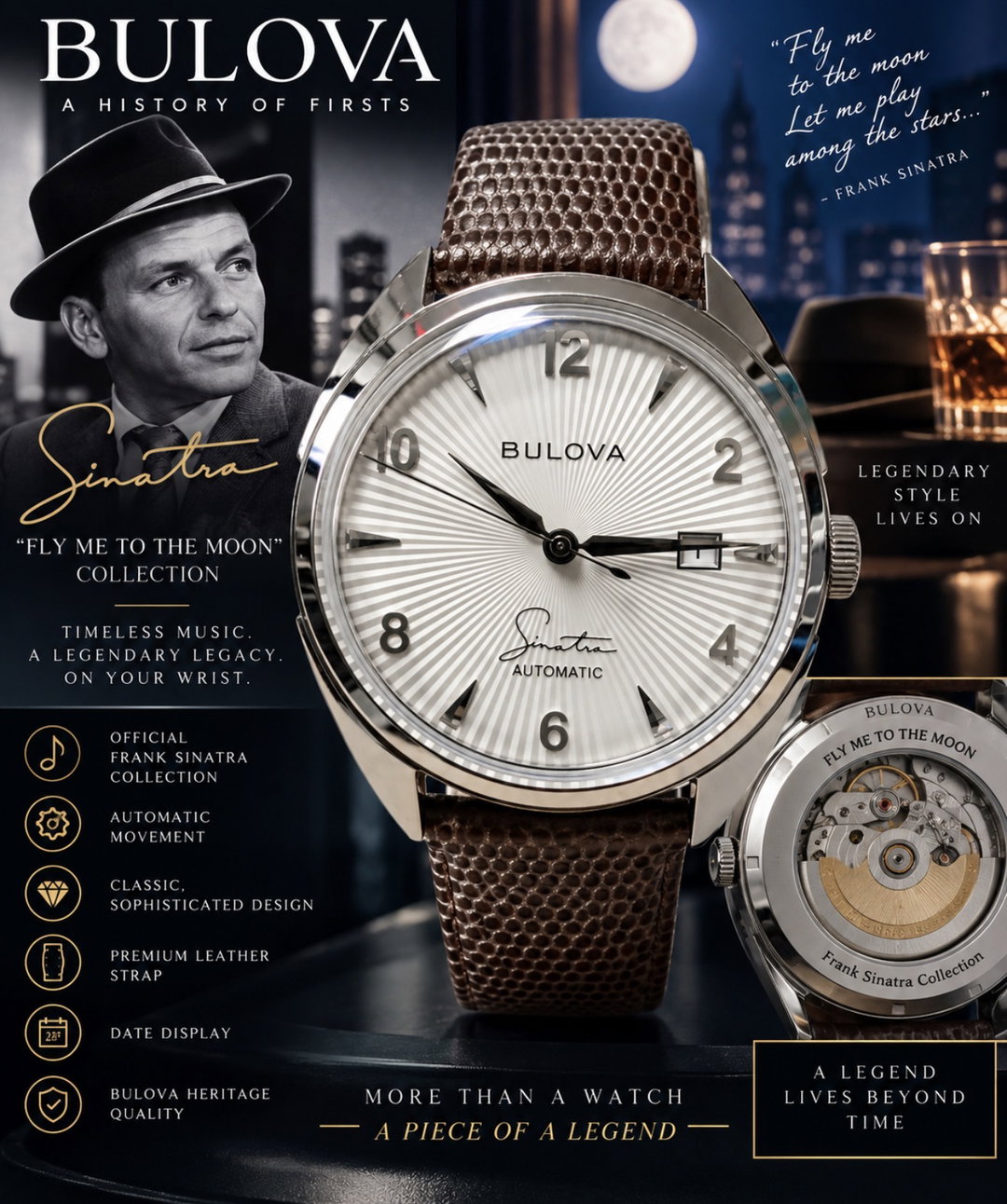 Men's Bulova Frank Sinatra 96B347