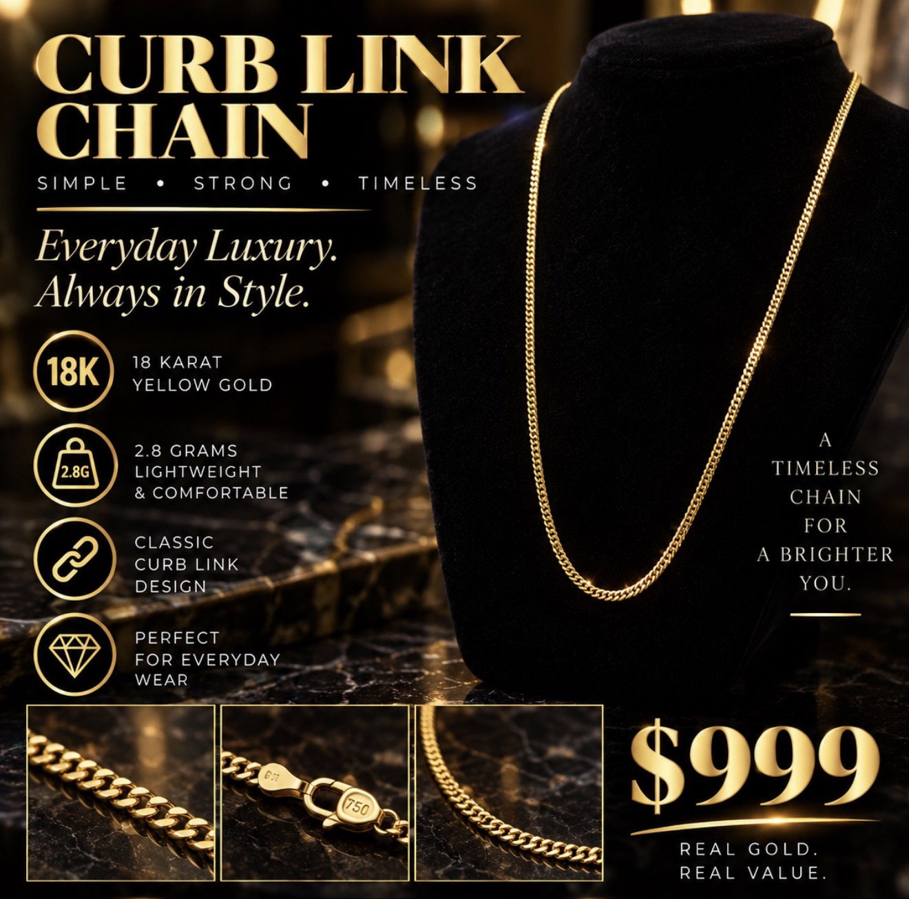 20 Inch 2 mm 18K Yellow Gold Miami Cuban Link Chain_0