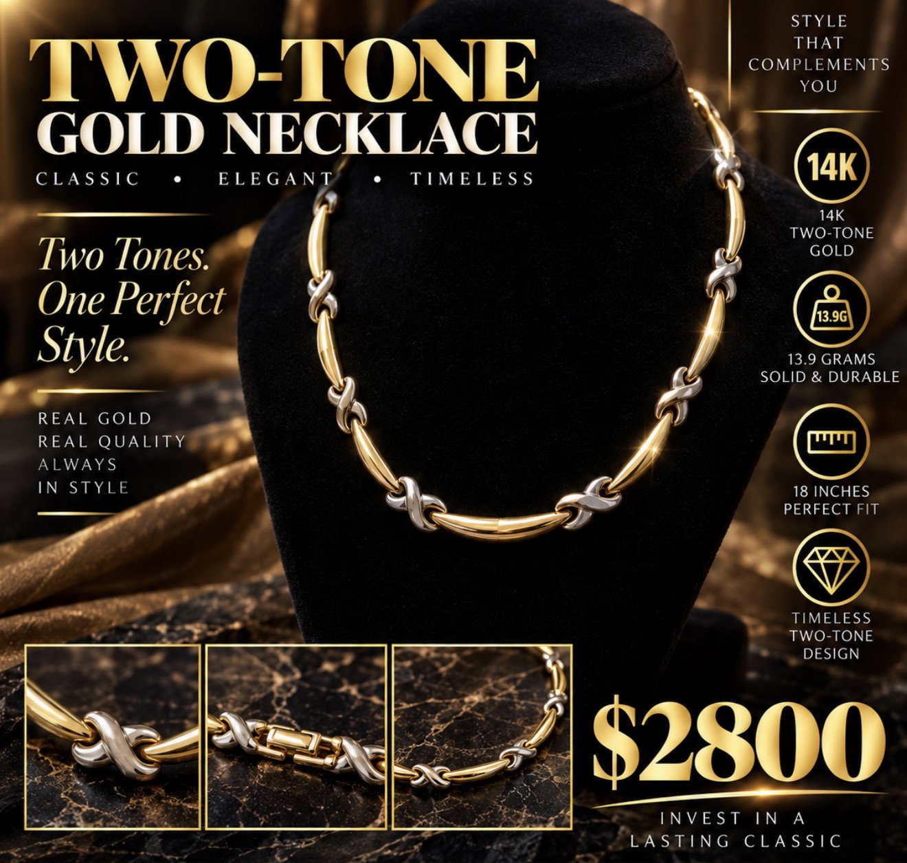 14K Two Toned Gold Necklace_0
