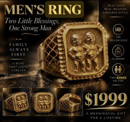 14 K Yellow Gold Mens Ring With Babies