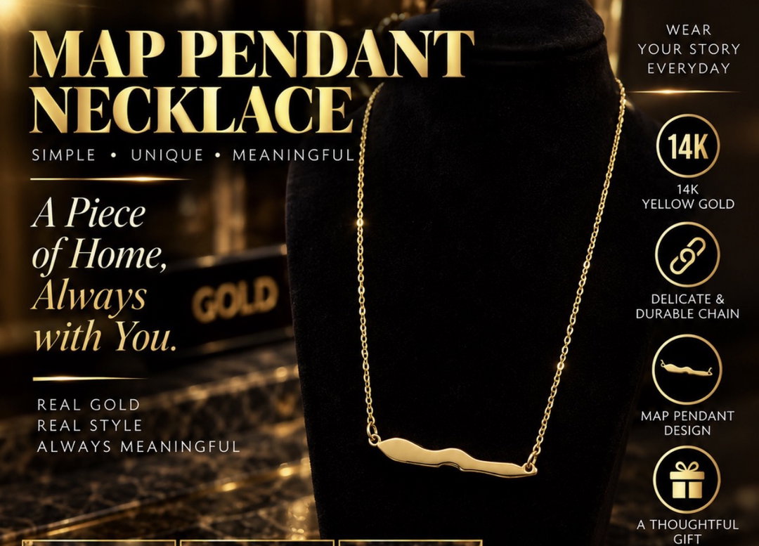 14 K Yellow Gold Cayman Brac Map Necklace