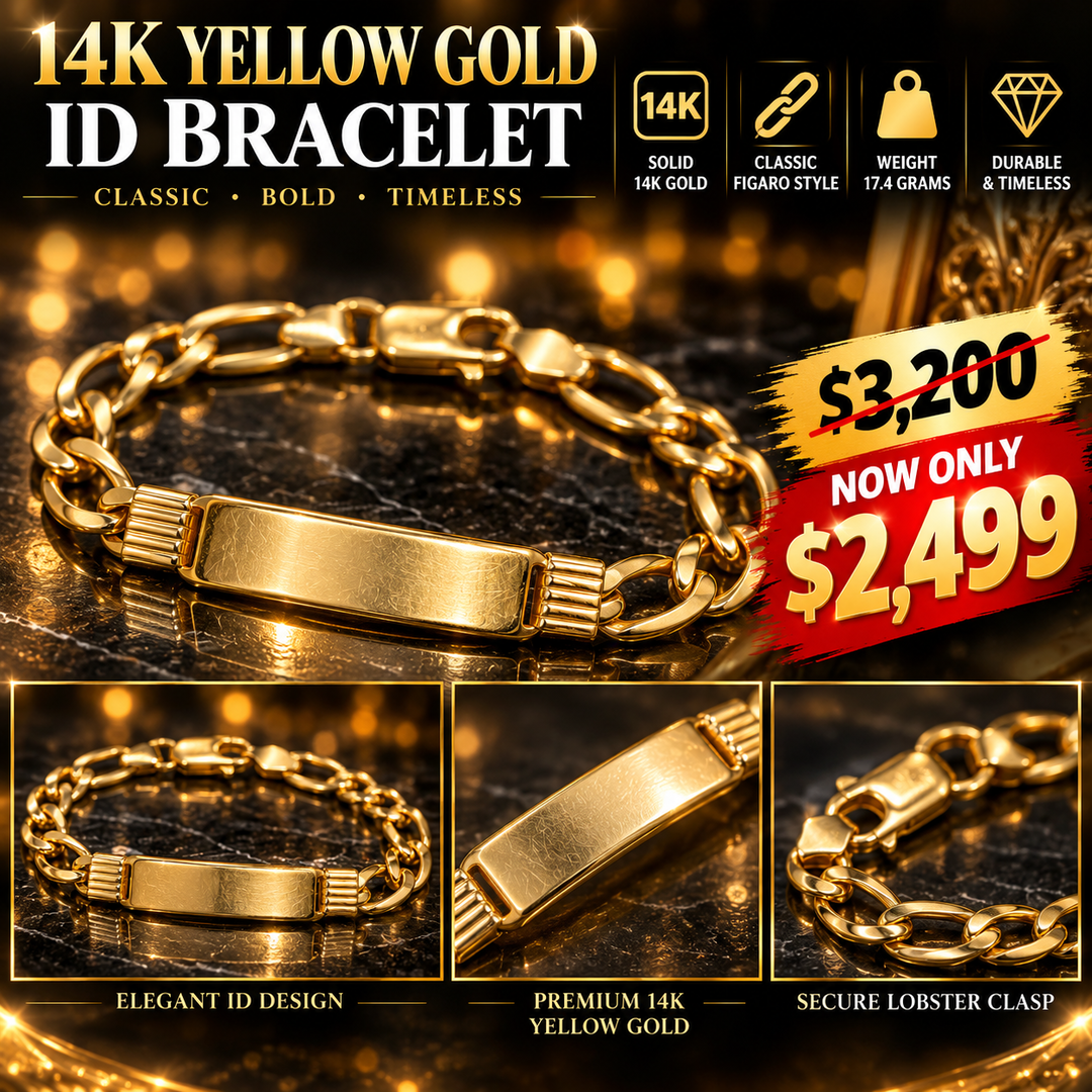 14K yellow Gold Figaro and Nameplate Bracelet