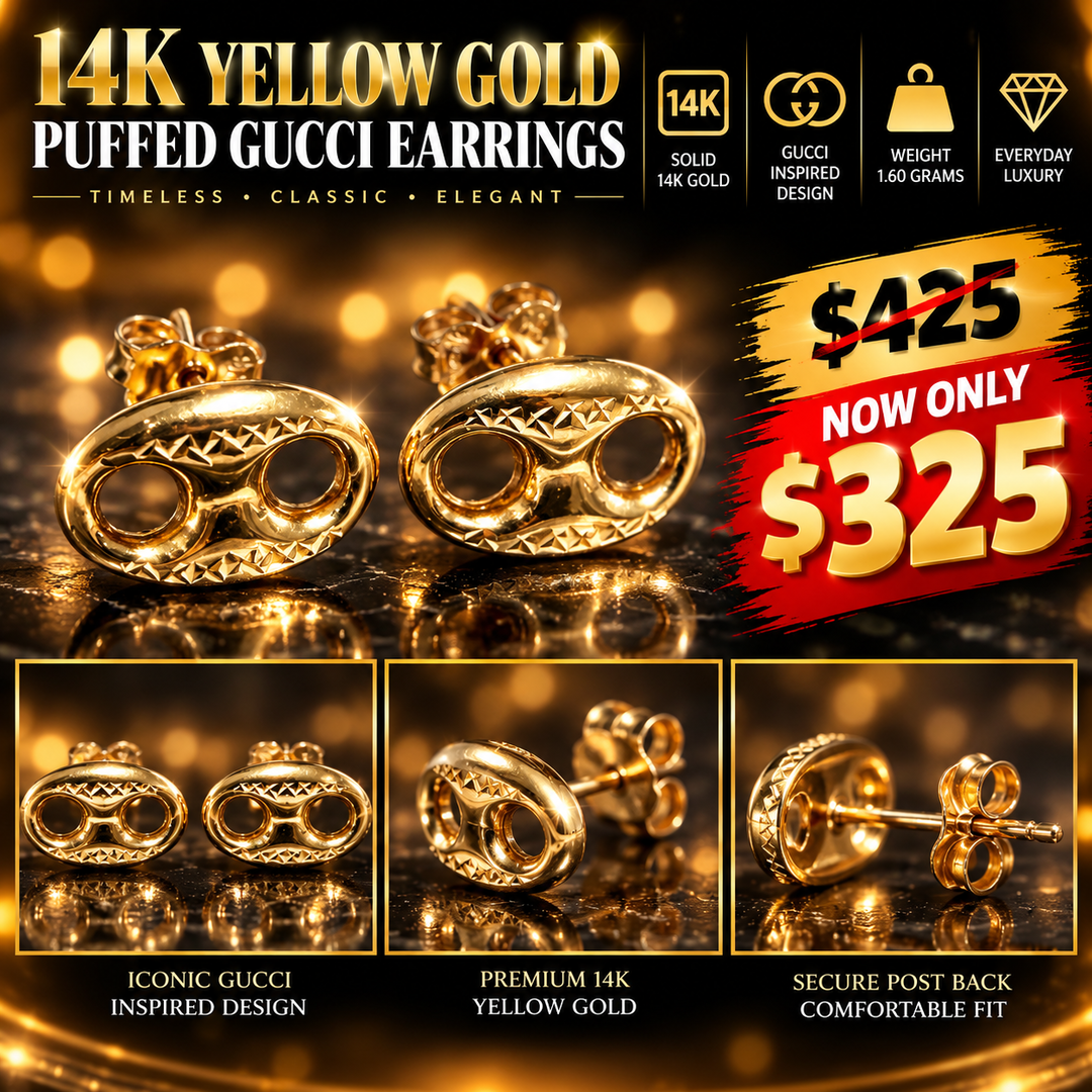 14K yellow Gold Puffed Gucci Earrings 