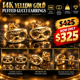 14K yellow Gold Puffed Gucci Earrings 