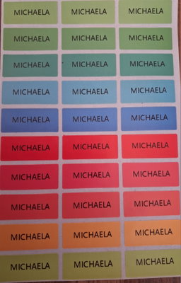 Plain multicolor name labels