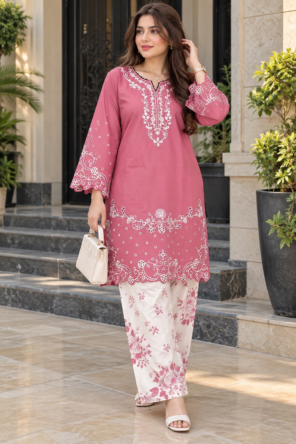 Embroidered 2-Piece with Printed Flapper_3