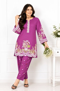 Floral Embroidered Stitched 2-Piece Co-ord Set
