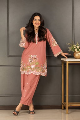 Floral Embroidered Stitched 2-Piece Co-ord Set