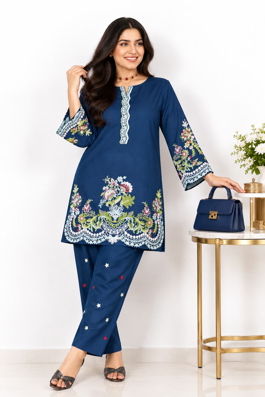 Floral Embroidered Stitched 2-Piece Co-ord Set_2